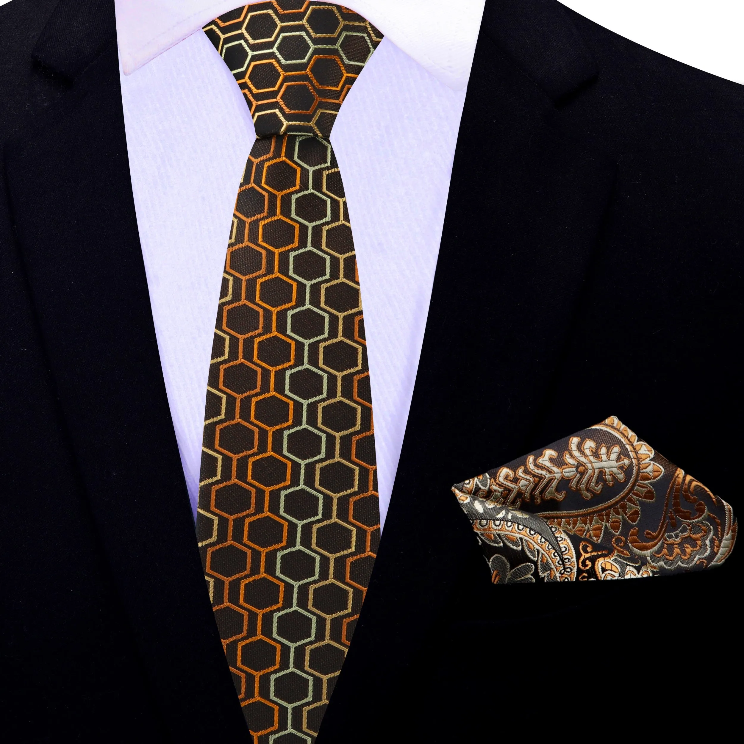 Brown 3D Geometric Necktie