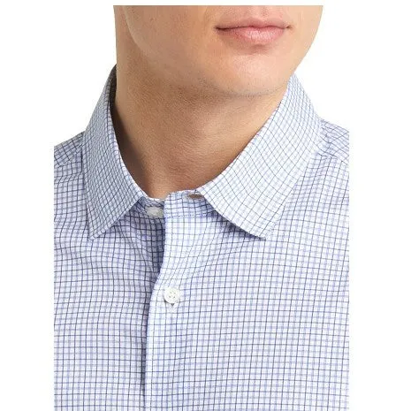 Luxury Textured Tattersall Shirt in Sky by Scott Barber